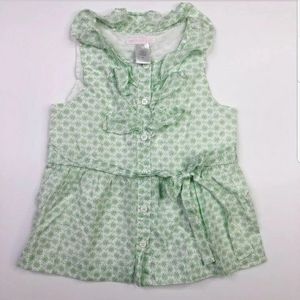 Janie&Jack white peplum top w/ green flowers sz 5